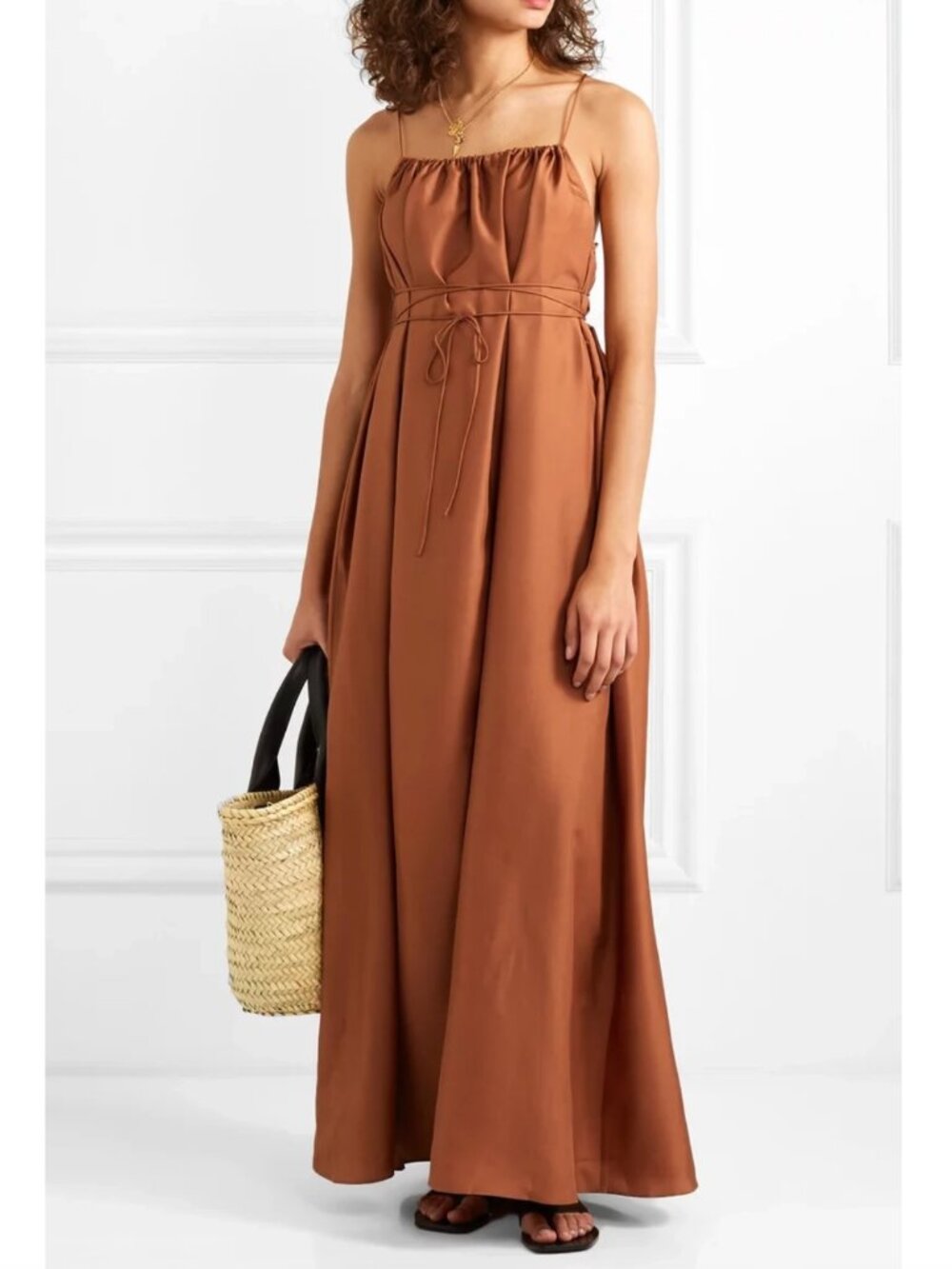 Three Graces "Gwendoline" Silk Dress in Copper, size 10US/14UK